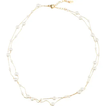 Náhrdelník franco bene Dvojitý perličkový náhrdelník - pozlacený | 2162