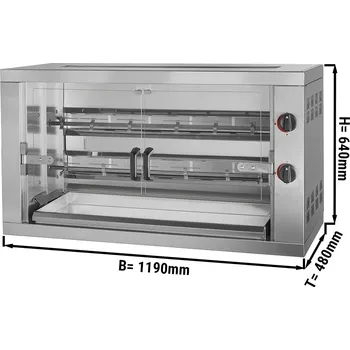 Kuchyňský gril G.Gastro Plynový gril na kuřata PREMIUM se 2 rožni pro 12 kuřat - 1190 x 480 x 640 mm