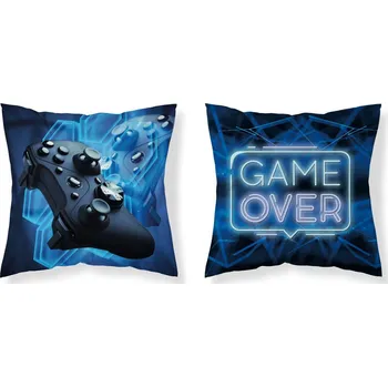 Povlak na dekorativní polštářek DETEXPOL Povlak na polštářek Game Over blue micro Polyester, 40/40 cm