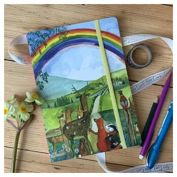 Set školních potřeb Notatnik z gumką A5 LCN26 Zwierzęta i tęcza