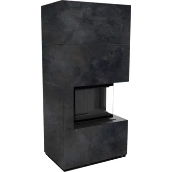 Krbová vložka KRATKI FLOKI BOX 8 kW OSSIDO NERO - modulový krb pravý