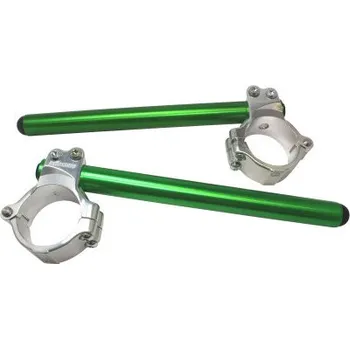 Aluminium-forged clip-ons ACCOSSATO with metal clamp composed of 2 half-rings 10 degrees inclination, green CP003S-52-G-280