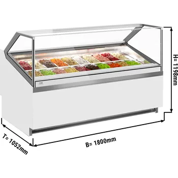 Vinotéka G.Gastro Commercial Ivy Ice Cream Display Freezer – 20 × 5 L Napoli pans - 1919 mm - Ventilated - White