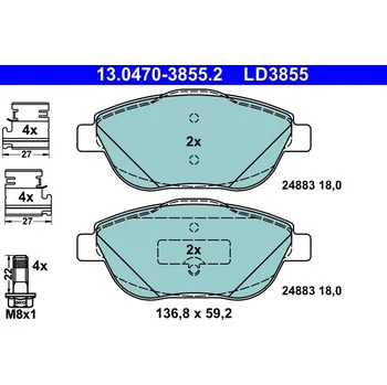 Brzdová destička Sada brzdových destiček, kotoučová brzda ATE 13.0470-3855.2
