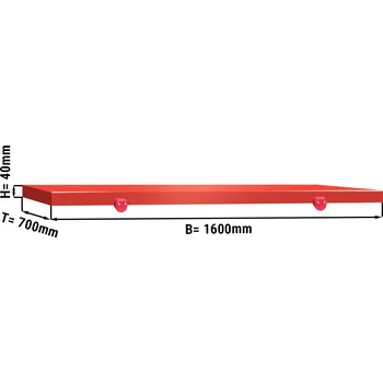 Kuchyňské prkénko G.Gastro Commercial Prep Table Cutting Board 1600×700×40 mm – HACCP - Red - PE500 Plastic - 4 Stoppers