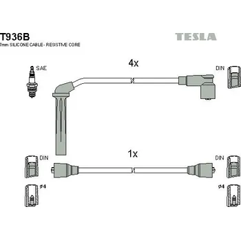 Zapalovací kabel Sada kabelů pro zapalování TESLA T936B