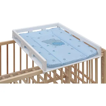 přebalovací pult a komoda Přebalovací pult OGY Scarlett na postýlku - bílý - s přebalovací podložkou Slon - Modrý