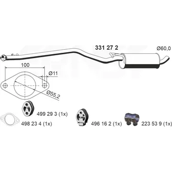 Tlumič výfuku Střední tlumič výfuku ERNST 331272