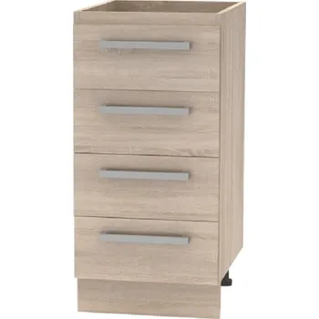 Kuchyňská skříňka Tempo Kondela Spodní skříňka NOVA PLUS 4 šuplíkové NOPL-055-0S dub sonoma