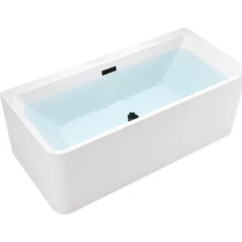 Vana BPS-koupelny Volně stojící akrylátová vana ke stěně HYD-SOF515A 140x75 cm bílá, odtokový komplet černý