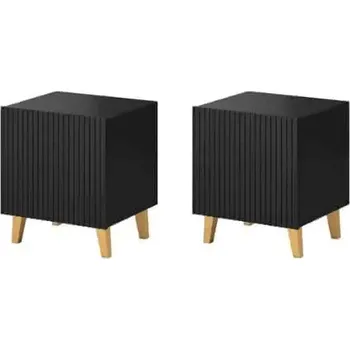 Noční stolek Set 2 kusů nočních stolků Pafos - černý - SLEVA 3% s kodem radost25
