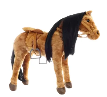 Plyšová hračka Kůň s uzdičkou a otěžemi se zvukem 70 cm hnědý/černý