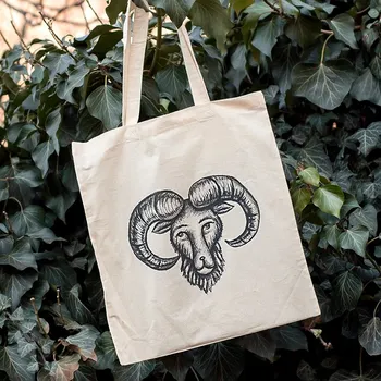 Bavlněná taška, potištěna originální kresbou od Alči, znamení Beran