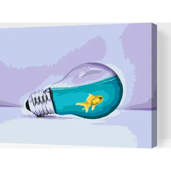 Malování podle čísel - Zlatá rybka Velikost: 30x40cm, Rámování: Pouze srolované plátno