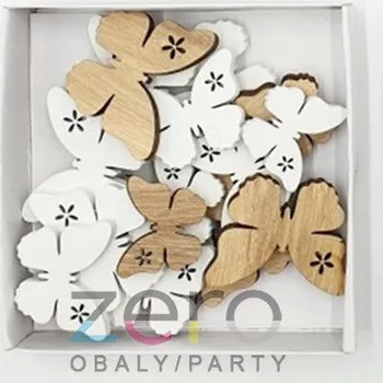kreativní sada Motýl dřevěný samolepicí (18 ks) - bílá/přírodní