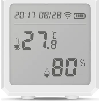 Meteostanice WiFi Senzor Teploty a Vlhkosti Vzduchu s LCD Displejem, Bílý