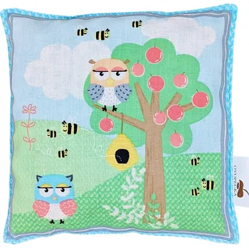 Termofor Ovopecka dětský nahřívací polštářek s třešňovými peckami Sovičky růžový 15×15 cm