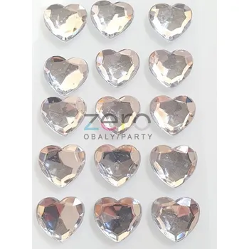 Svatební dekorace Srdce samolepicí 25 mm (15 ks) - stříbrná