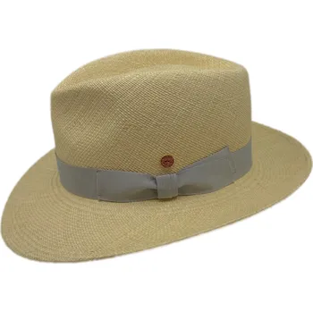 Klobouk Luxusní panamský klobouk Fedora s šedou stuhou - Mayser Colmar - UV faktor 80 Velikost: 60 cm