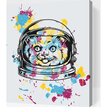 Malování podle čísel - NASA kočka Velikost: 30x40cm, Rámování: Pouze srolované plátno