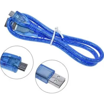 Datový kabel Micro USB 2.0 kabel propojovací, A - Micro USB, samec - samec, transparentně-modrý, délka 0,5m