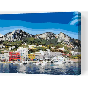 Malování podle čísel - Ostrov Capri, Itálie 2 Velikost: 30x40cm, Rámování: Pouze srolované plátno