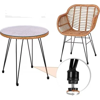 Zahradní sestava Balkonové sezení pro 2 osoby umělý ratan / kov, křesílka s kulatým stolkem