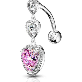 Piercing Piercingate Piercing do pupíku - srdíčko PBV00583 - Barva/Motiv: Čirá, Délka tyčky: 10 mm, Průměr tyčky: 1,6 mm