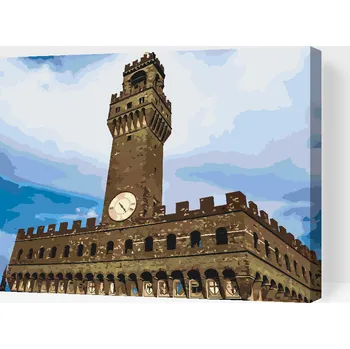 Malování podle čísel - Uffizi věž, Itálie Velikost: 30x40cm, Rámování: Pouze srolované plátno