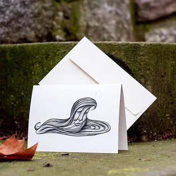 Přání s obálkou potištěno originální kresbou od Alči, znamení Vodnář