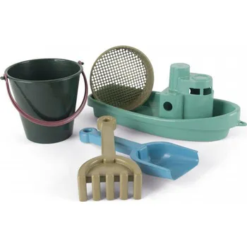 Hračka na písek Dantoy Blue Marine loďka a hračky na písek 5 ks