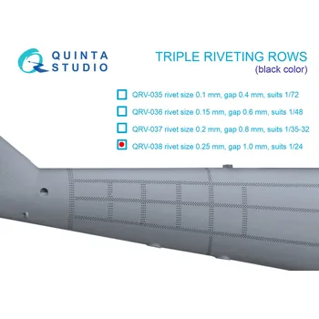 Plastikový model Quinta studio 1/24 Triple rivet.rows (0.25 mm, gap 1.0 mm) BLACK