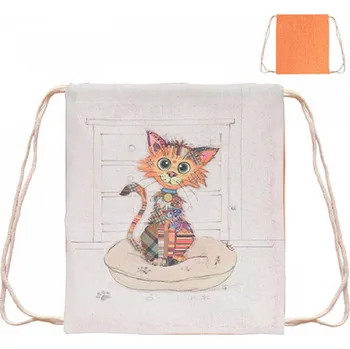 Dětský batoh Pytlík - batůžek na přezůvky Kocour v pelíšku (Sáček na papuče s kočkou, kočka, BUG ART)