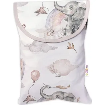 Pytel na pleny Baby Nellys Pytlík na bavlněné pleny a jiné drobnosti, Slon a duha, bílá/béžová