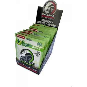 Sušené maso INDIANA Vegan Jerky Hot & Sweet Chipotle 375g - display