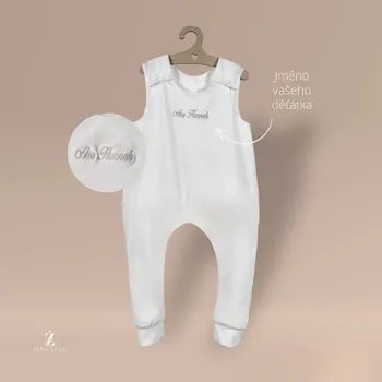 Lacláčky s výšivkou vlastního jména Barva: Bílá, Velikost: 68 - 3-6 m, Písmo: Tiskací font