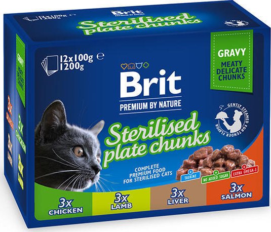 Brit Premium Cat Pouches Sterilised Plate (12x100g) 1200g