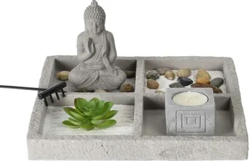 Dekorstyle Zenová zahrada s Buddhou 23 x 23 x 12 cm šedá
