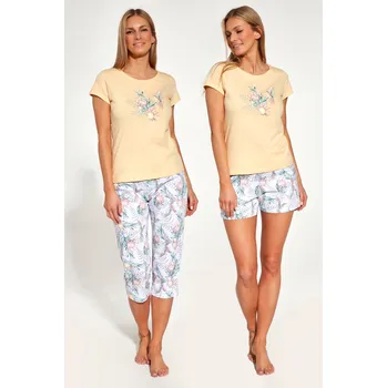 Dámské pyžamo Cornette pyžamo dámské 665/252 Flowers - žlutá, XL (Bavlněné pyžamo dámské)