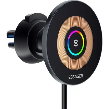 Držák do auta / MagSafe kompatibilní nabíječka ESSAGER - do ventilační mřížky - stříbrný