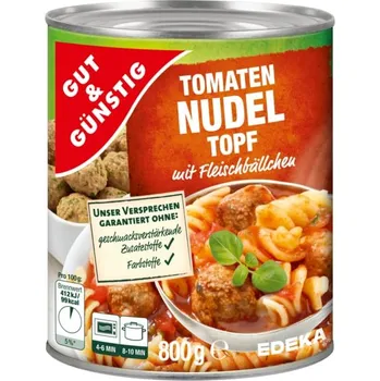 Konzervované maso G&G Rajčatový hrnec s nudlemi a masovými kuličkami 800g - originál z Německa