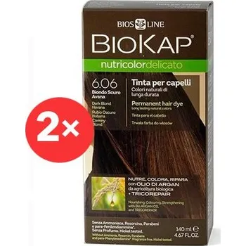 Barva na vlasy BIOKAP Nutricolor Delicato Dark Blond Havana Gentle Dye 6.06 (2× 140 ml)