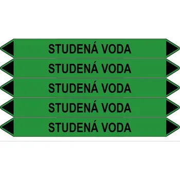 samolepka Značení potrubí, studená voda,5 ks, 150 × 12 mm