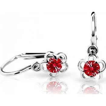 Náušnice Cutie Kids Jewellery c1945-10-40-x-2 Dětské náušnice na brizuru Cutie kytičky C1945 Ruby Dark - bílé zlato – zlatý šperk ryzosti 585/1000 v Dárkovém balení s Certifikátem GBEWRB-00071