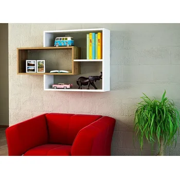 Komoda Závěsná police KEILA bílá/ořech