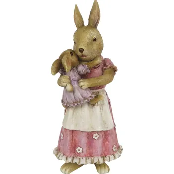 Velikonoční dekorace Clayre & Eef 6PR3326 zaječí maminka s holčičkou 8 x 7 x 19 cm