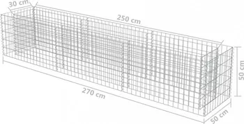 Vyvýšený záhon Gabionový vyvýšený záhon z pozinkované oceli 270 x 50 x 50 cm