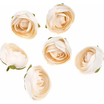 umělá květina DP Craft Květiny látkové pivoňky ecru, 5cm 6ks