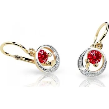 Náušnice Cutie Kids Jewellery c1997-10-40-x-1 Zlaté dětské náušnice na brizuru Cutie C1997 Ruby Dark – zlatý šperk ryzosti 585/1000 v Dárkovém balení s Certifikátem GBECRB-00108