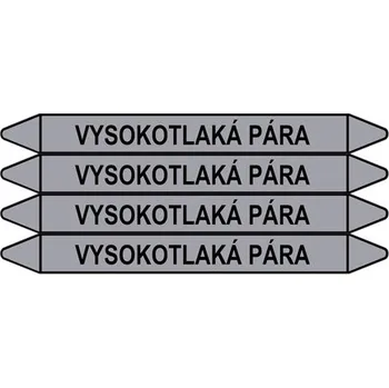 samolepka Značení potrubí, vysokotlaká pára,4 ks, 250 × 26 mm
